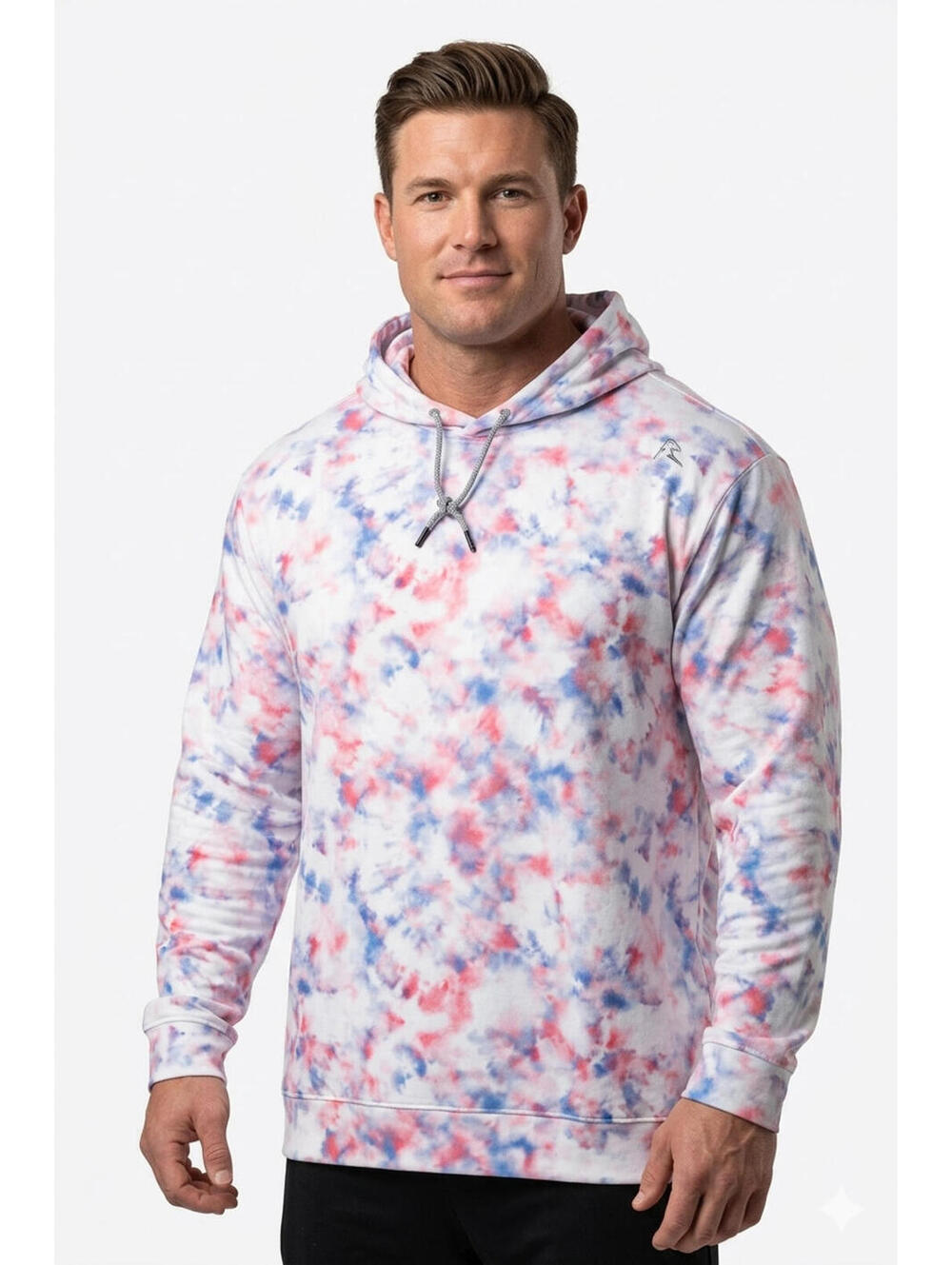 Rhoback Tie Dye Performance Hoodie Men 3XL Green Blue Pink White Pullover